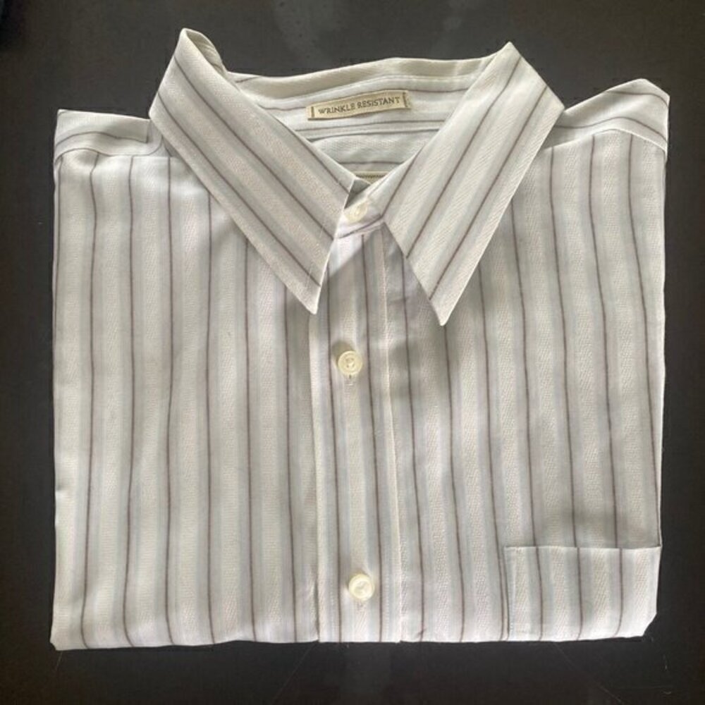 Eddie Bauer Striped Dress Shirt Size XL 100% Cotton